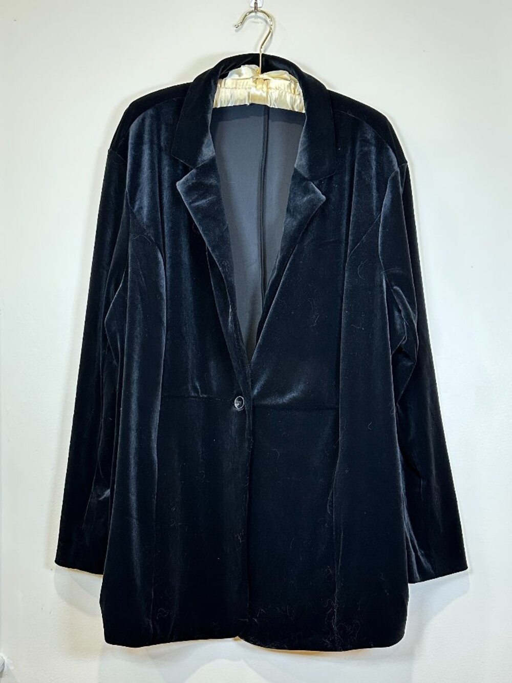 J JILL WEAREVER BLACK VELVET KNIT BLAZER Coat 2X ONE BUTTON FRONT Poetcore EUC
